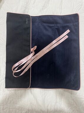 Dyson Navy and Light Pink Velvet Tool Roll with Ribbon Ties